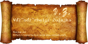 Vásárhelyi Zulejka névjegykártya